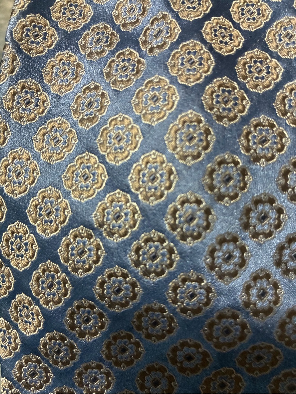 Black Brown 1826 Blue and Gold Medallion Jacquard Fabric